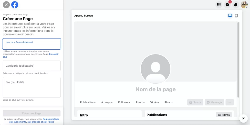 Comment créer un page Facebook professionnelle